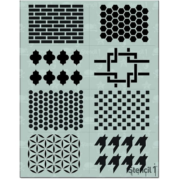 Stencil1 Multipack Stencil - Patterns, Set of 8, 8.5" W x 11" L