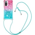 thumbnail image 3 of case for Xiaomi Redmi Note 10 Pro Cute Case with Strap Crossbody Gradient Quicksand Bling Sparkle Flowing Liquid Floating with Neck Cord Lanyard Strap Case for Redmi Note 10 Pro Max LSGS Powder Blue, 3 of 14