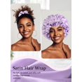 thumbnail image 4 of Set de gorro satinado Vettres Floral con coletero para cabello rizado, 4 of 7
