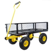 JINS & VICO Heavy Duty 350 lbs Capacity Garden Cart Wagon with Movable Mesh Sides, 19.48'' W