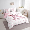 thumbnail image 4 of Feelyou Pink Monogrammed K Twin Bedding Sets 7-Piece, Cartoon Bowknot Cherry Bedding Comforter Set, Chic Watercolor Bow-tie Reversible Sheet Sets, Ultra Soft Bedroom Decor, 4 of 9