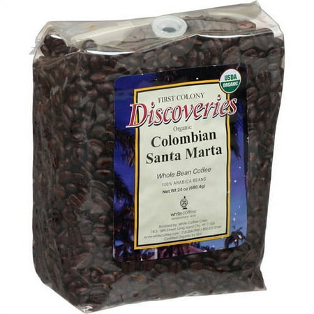 First Colony Discoveries Organic Colombian Santa Marta Whole Bean Coffee, 24 oz, (Pack of 4)