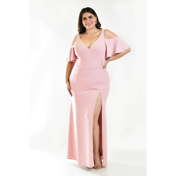 Vestido largo con perlas Roman Fashion /Tallas Extras, 27606 (Palo de rosa) rosa 40