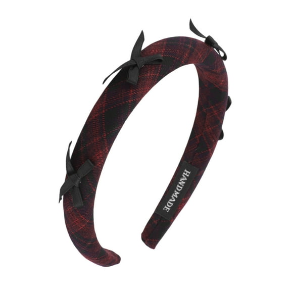 Unique Bargains 1 Pc Plaid Bow Headbands for Women Red