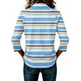 thumbnail image 6 of Satingcolo Women's Striped Polo t-Shirt Summer Oversized Contrast 3/4 Sleeve Half Button-up Pullover Tops Loose Basic Tees,Sky Blue L, 6 of 6