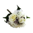 thumbnail image 1 of mmirethe Artificial Flowers Bouquet Fake Hydrangea Heads Realistic Roses Party Home Decorative Table Wedding Display Decoration White, 1 of 6