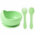 thumbnail image 2 of Almond Silicone Suction Cup And Spoon Set Baby Bowl Non Breakable Baby Feeding Utensils Stage 1 Self Feeding Weaning Food First Set/ Baby Tableware Green, 2 of 9