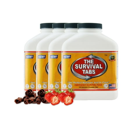 Survival Tabs 60 Day 720 Tabs Emergency Food Survival MREs Meal Replacement for Disaster Preparedness Gluten Free and Non-GMO 25 Years Shelf Life Long Term - Strawberry and Chocolate (Best 25 Year Survival Food)
