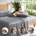 thumbnail image 6 of AiAngu Bamboo Full Sheet Set, Luxury Soft 4 Pieces Bed Sheets with 18" Deep Pocket, Gray, 6 of 8