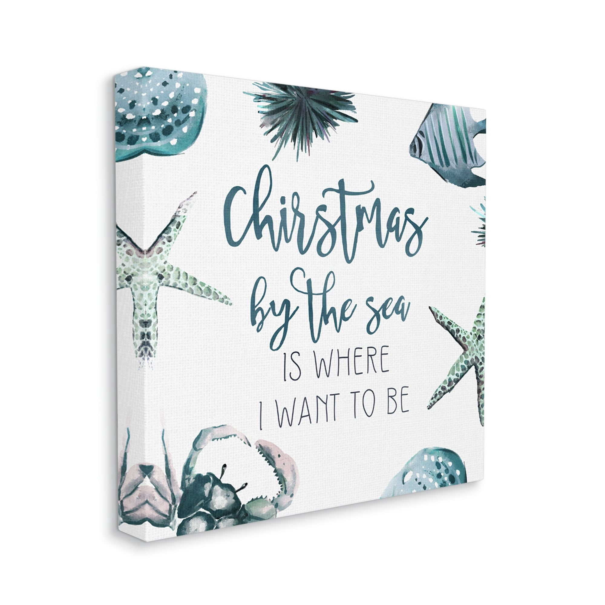 Stupell Industries Christmas By The Sea Nautical Holiday Painting Gallery Wrapped Canvas Print Wall Art