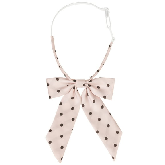 INSPIRE CHIC Women's Polka Dots Ties Elastic Adjustable Neck Pre-Tied Ribbon Bow Tie Uniform Cosplay Light Pink One Size