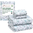 thumbnail image 4 of RUVANTI 100% Organic Cotton Sheets - Queen Sheet Set - 4 Piece Percale Weave Bedding, Crisp, Cooling & Breathable, Soft & Durable, 16" Deep Pocket, Hotel Quality Sábanas - Cold Chrysanthemum, 4 of 7