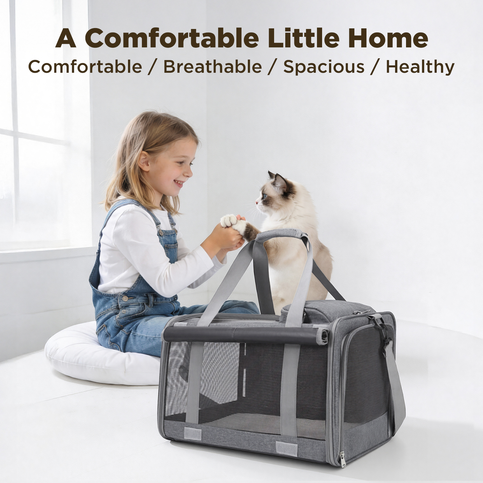DaPlug Soft-Sided Cat Carrier, Airline Approved, Gray photo 5