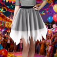 thumbnail image 2 of Daznico Solid Color Carnival Tiered Mesh Skirt Asymmetrical Hem Party Wear with White Elegant Flowy Design for Festive Events,Mardi Gras Clothing,Mardi Gras Skirt,One Size, 2 of 5