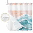thumbnail image 2 of Aqua Coastal Beach No Hook Shower Curtain Waterproof, Bathroom Curtains with Snap in Liners and See Through Top Window, Modern Oil Painting Nautical Hotel Style Bathtub Curtains Shower 72"Wx78"L, 2 of 8