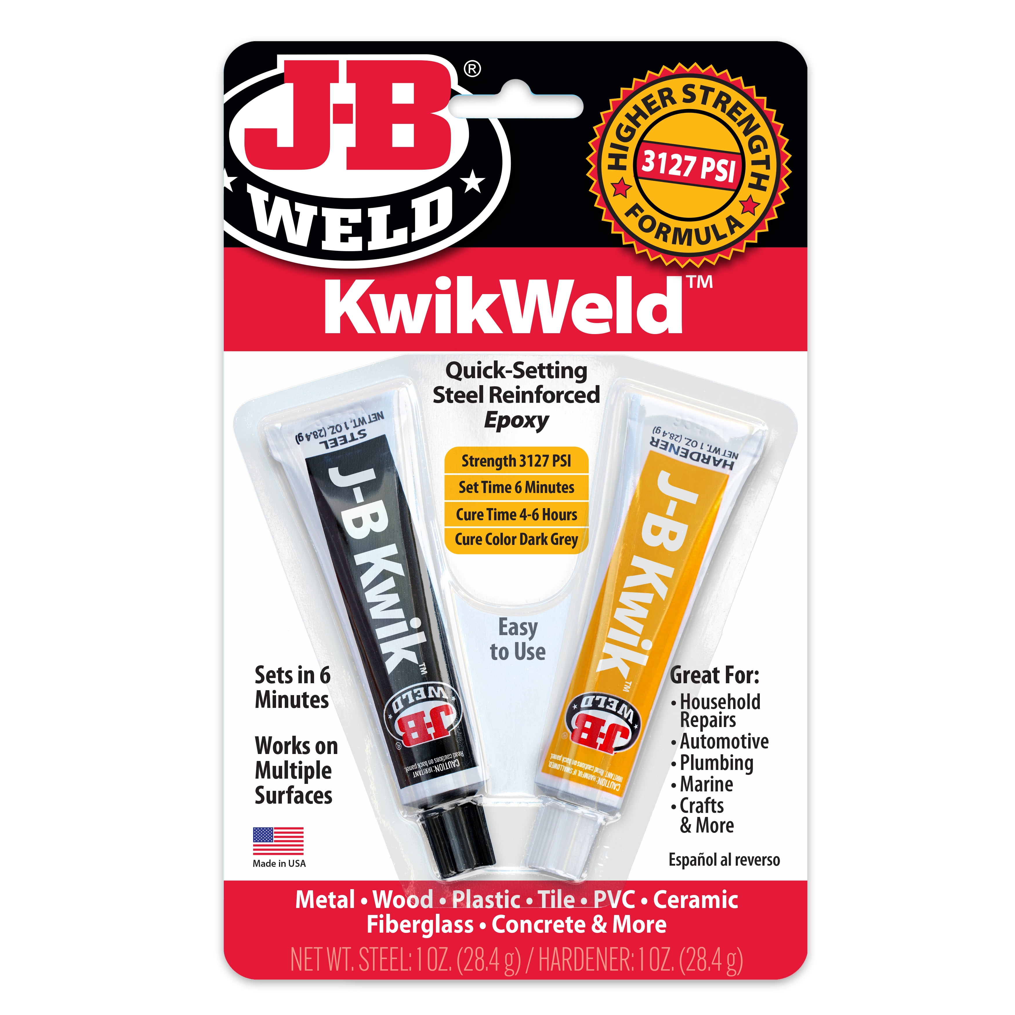 J-B Weld 50176 KwikWeld Steel Reinforced Epoxy Syringe - Dries Dark ...