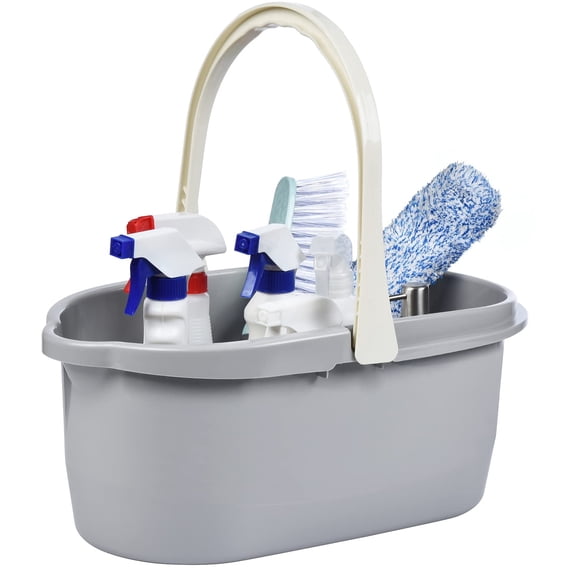 4.5 Gallon Cleaning Bucket, Good Grips Household Mop Bucket for Cleaning Supplies, Cleaning Caddy Organizer Basket with Handle, 17.1L, Grey