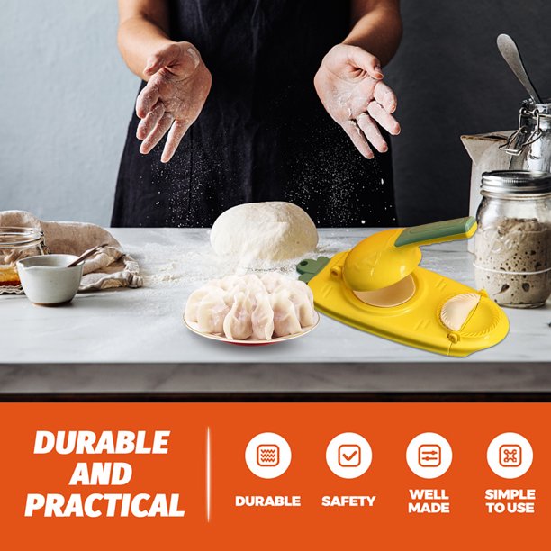 Molde De Piel De Bola De Masa Hervida 2-en-1 Dumpling Skin Maker Manual Prensado Herramienta de masa Molde de bola de masa hervida (Amarillo) Wdftyju Libre de BPA