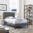 thumbnail image 2 of Modway Amaris Upholstered Twin Platform Bed Frame in Gray With Splayed Legs, 2 of 6