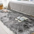 thumbnail image 4 of Fluffy Carpet, Soft Bed Rugs Faux Sheepskin Rug Runner for Living Room Nursery Bedroom Sofa Mat Car Bed Rugs (Gray), 4 of 6
