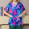 thumbnail image 4 of WTOBBY Women's Practical Cross V-Neck Short Sleeve Overalls with Double Layer Pockets Printed Scrub Top, Nursing Uniform Apparel for Healthcare, Comfortable for Daily Shifts ,Blue 2XL, 4 of 4