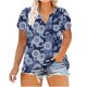 thumbnail image 2 of ICHUANYI Clearance Plus Size Womens Casual Short Sleeve Printed V-Neck T-shirt Loose Tops Blouse(Navy, L) ICHUANYI WER2023080907879, 2 of 6