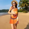 thumbnail image 3 of Easygdp Orange Rotating para Vestido Transpirable de Mujer, Vestido Suelto de Manga Corta con Pliegues y Bolsillos para el Verano, 3 of 7