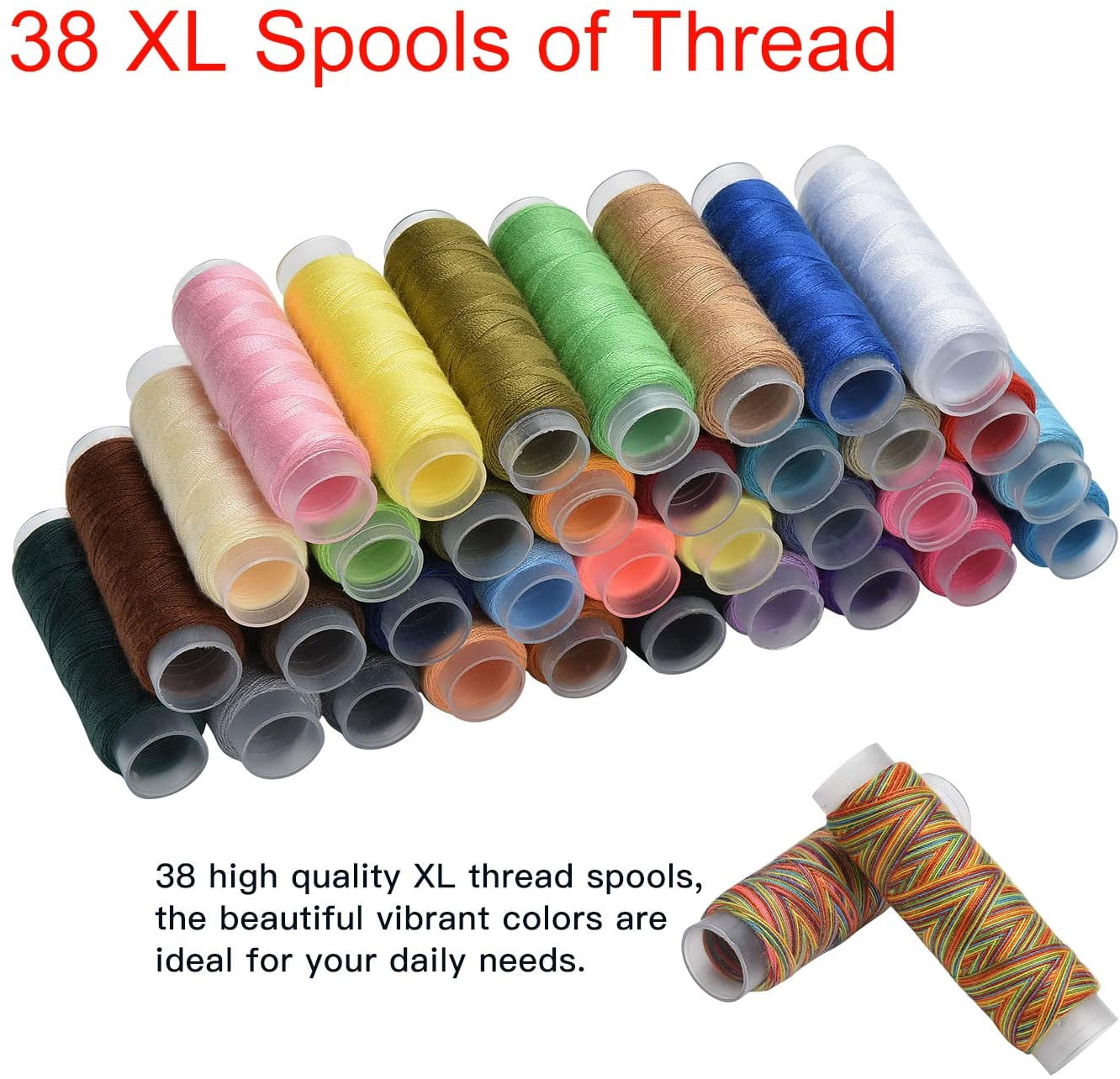 Sewing Kit 184 Large Premium Supplies 38 XL Thread Spools Suitable for Traveller Adults Kids Beginner Emergency DIY and Home Button Repair Kit