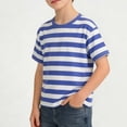 thumbnail image 6 of Guluxicc Boys Striped T Shirts Kids Toddler Fashion Crewneck Short Sleeve Loose Summer Tees Tops 1-14 Year, 6 of 7