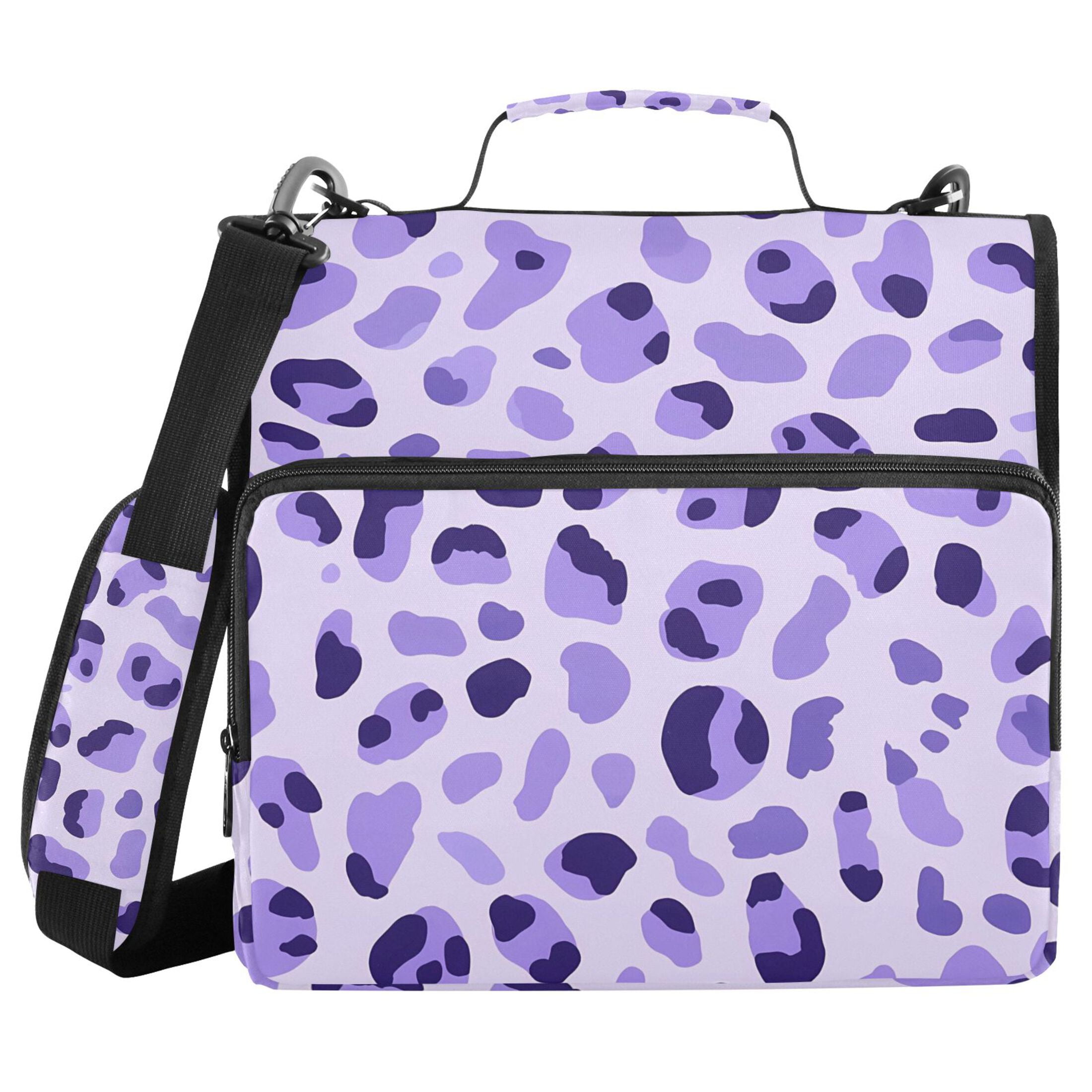 ALAZA Zipper Binder Leopard Purple-a1 3 Ring Trapper Keeper File Folder Organizer Bag