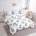 thumbnail image 3 of Manfei Kawaii Penguin Bedding Comforter Set 7 Pieces for Kids, Cartoon Animal Lover Full Bedding Set, Dreamy Star Galaxy Reversible Fitted Sheet Flat Sheet, Luxury Bedroom Decor, 3 of 7