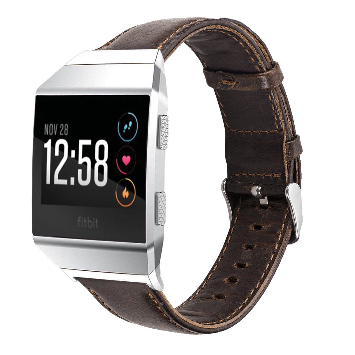 Fitbit Ionic Watch Bands, Mignova Genuine Leather Wristband Bracelet Watch Band Strap with Steel Buckle Clasp for Fitbit Ionic Fitness Watch (Light Brown) - Walmart.com