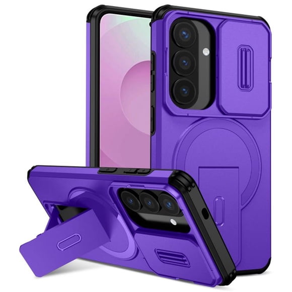 Funda para Samsung Galaxy S26+ 5G 6.7" con Soporte de Plegado Invisible, Carga Inalámbrica Magnética Segura, Carcasa Deslizante para Cámara, Funda Protectora Resistente a Prueba de Golpes y Caídas