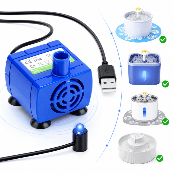 Cat Water Fountain Pump,Pet Water Fountain Pump Compatible Motor for Pet Drinking Fountain Cat Water Dispenser Replacement