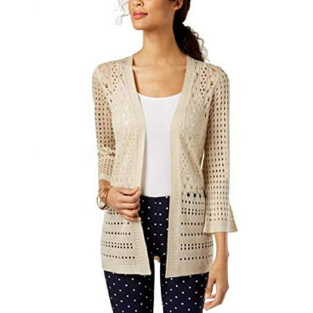 Charter Club Open-Stitch Cardigan Womens XL Petite Beige sweater MSRP $68
