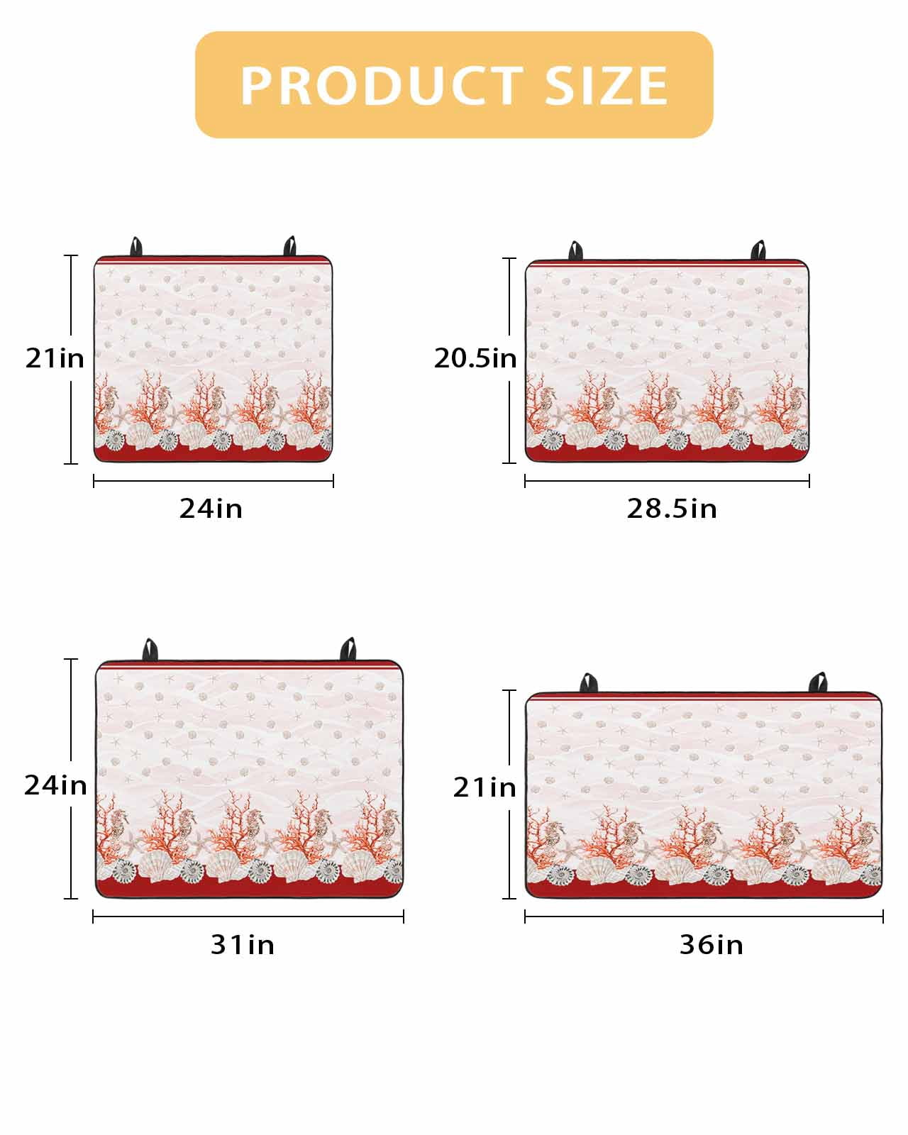 nqOlkjepod Large Induction Cooktop Protector Mat 36"x21", Red Coastal Shell Stove Top Covers for Electric Stove, Nautical Seahorse Coral Stripes Stove Burner Cover Mats, Glass Top Stove Cover
