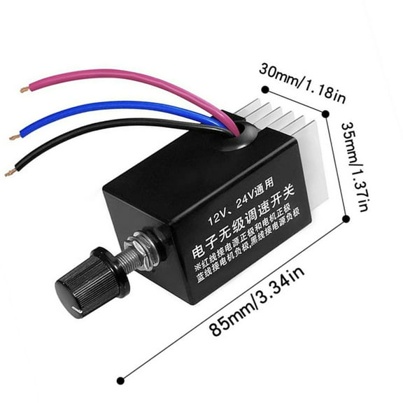 Fauful 3-wires DC 12V/24V Motor Speed Control Switch Car Truck RV Heater Fan Controller
