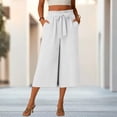 thumbnail image 6 of VV AVEORS Capri Pants For Women Wide Leg Summer Gaucho Capris Pant Palazzo Drawstring Loose Fit Casual Dressy Cropped Trousers With Pockets White XL, 6 of 6
