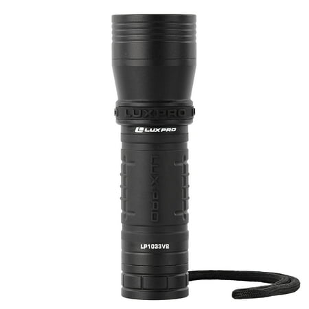 LUXPRO Zoom Focus 390 Lumen LED Handheld Flashlight - Features Patented TackGrip and Aircraft-Grade Aluminum - Pocket-Sized Camping Accessories with Wrist Lanyard - Batteries Included