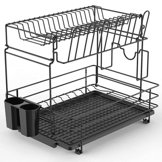 Sweet Home Collection 3 Piece Metal Dish Drainer Rack Set with Drying Board  and Utensil Holder, 12 x 19 x 5, Burgundy