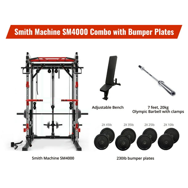 Defeated String art Vesta Fitness Smith Machine SM-4000 Bundle With 240LB Bumper Plate, AB1000,  Standard Barbell - Walmart.com