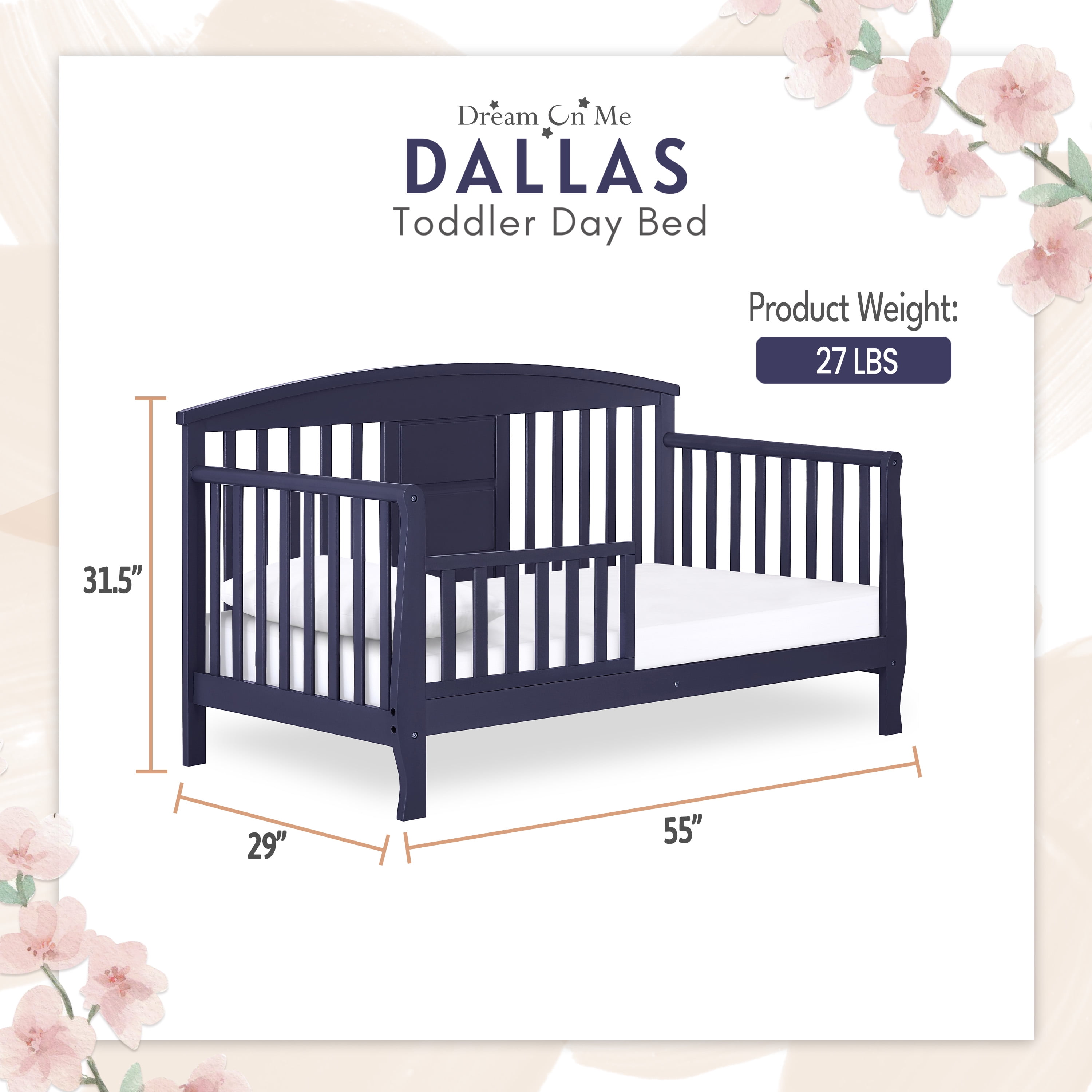 Dream On Me Dallas Toddler Day Bed ,Navy