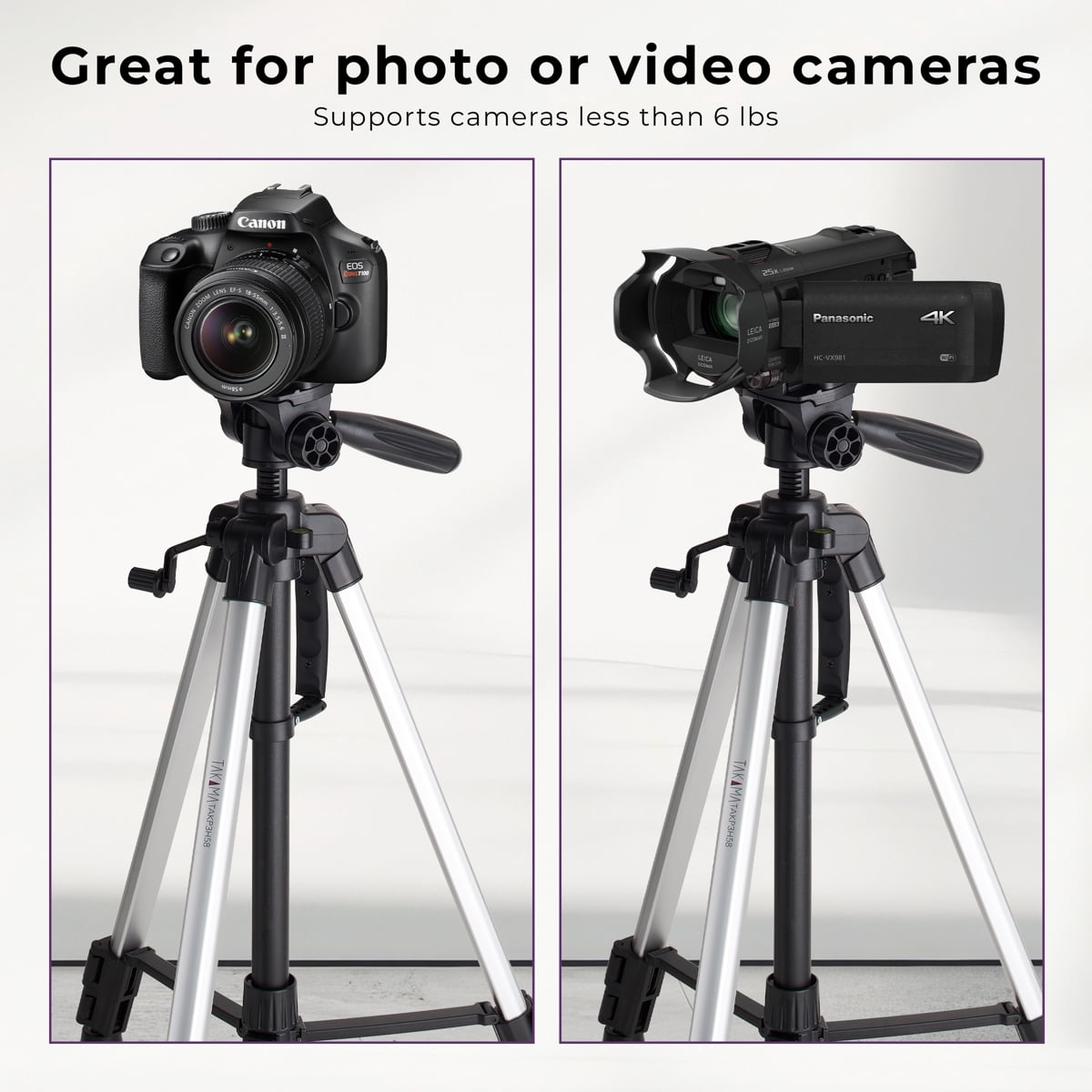 Takama Aluminum 3-Section Tripod with 3-Way Head, 58" Max Height