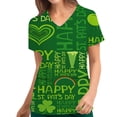 thumbnail image 2 of Uniforme de trabajo de enfermería con cuello en V y manga corta con estampado del Día de San Patricio para mujer a la moda Pompotops hkajfhjk460088, 2 of 5