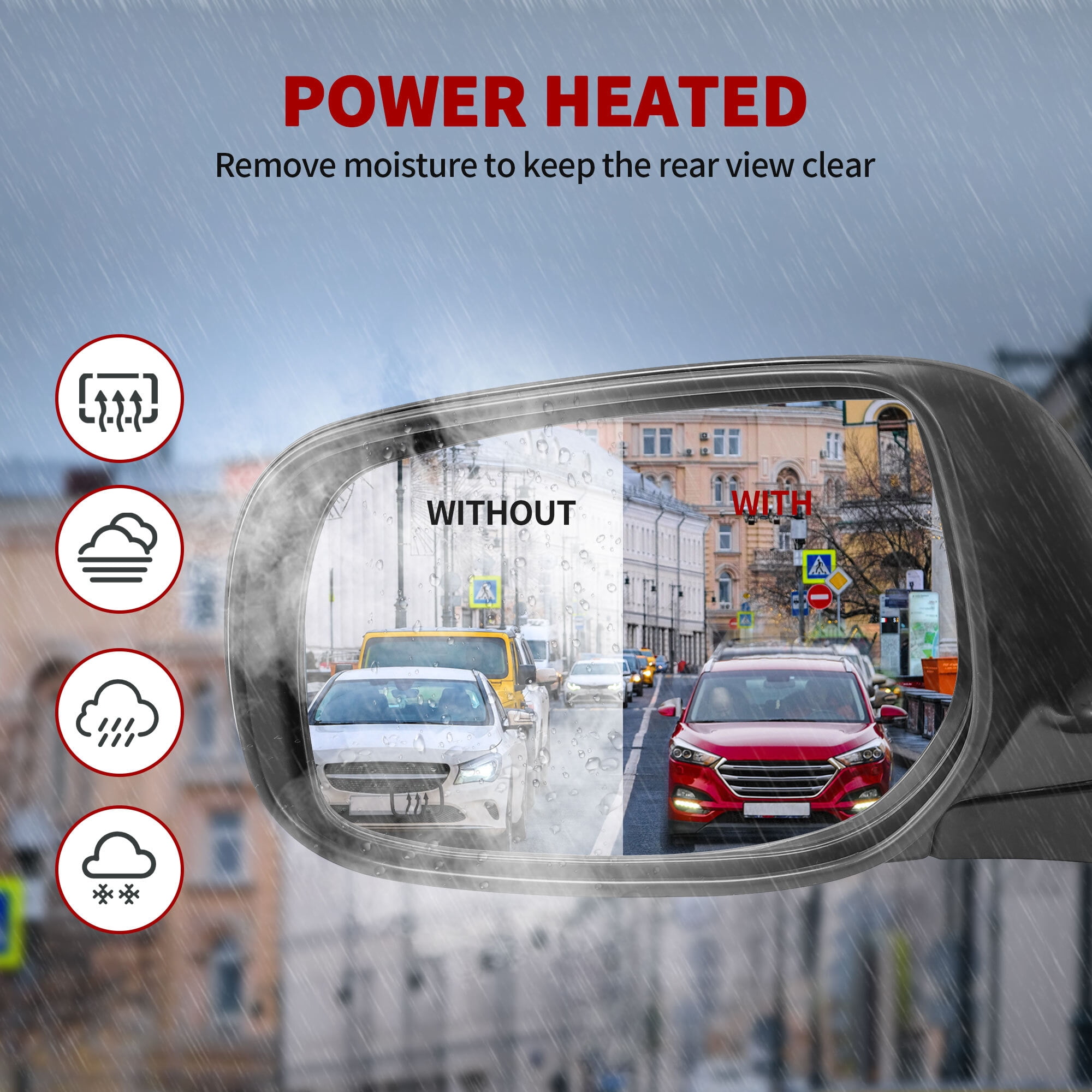 LEDKINGDOMUS Left Driver Side Power Adjusting Heated Manual Folding Black Mirror Compatible With 2009 2010 2011 2012 2013 Toyota Corolla Door Mirror Replacement