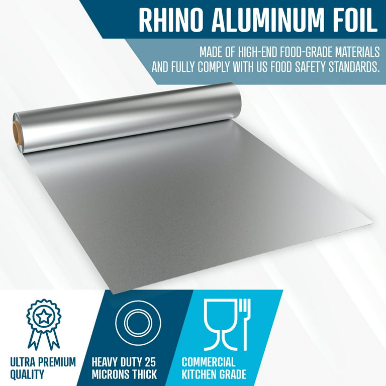 Rhino Aluminum Heavy Duty Aluminum Foil, Rhino 12 x 350 sf Long Roll, 25  Microns Thick