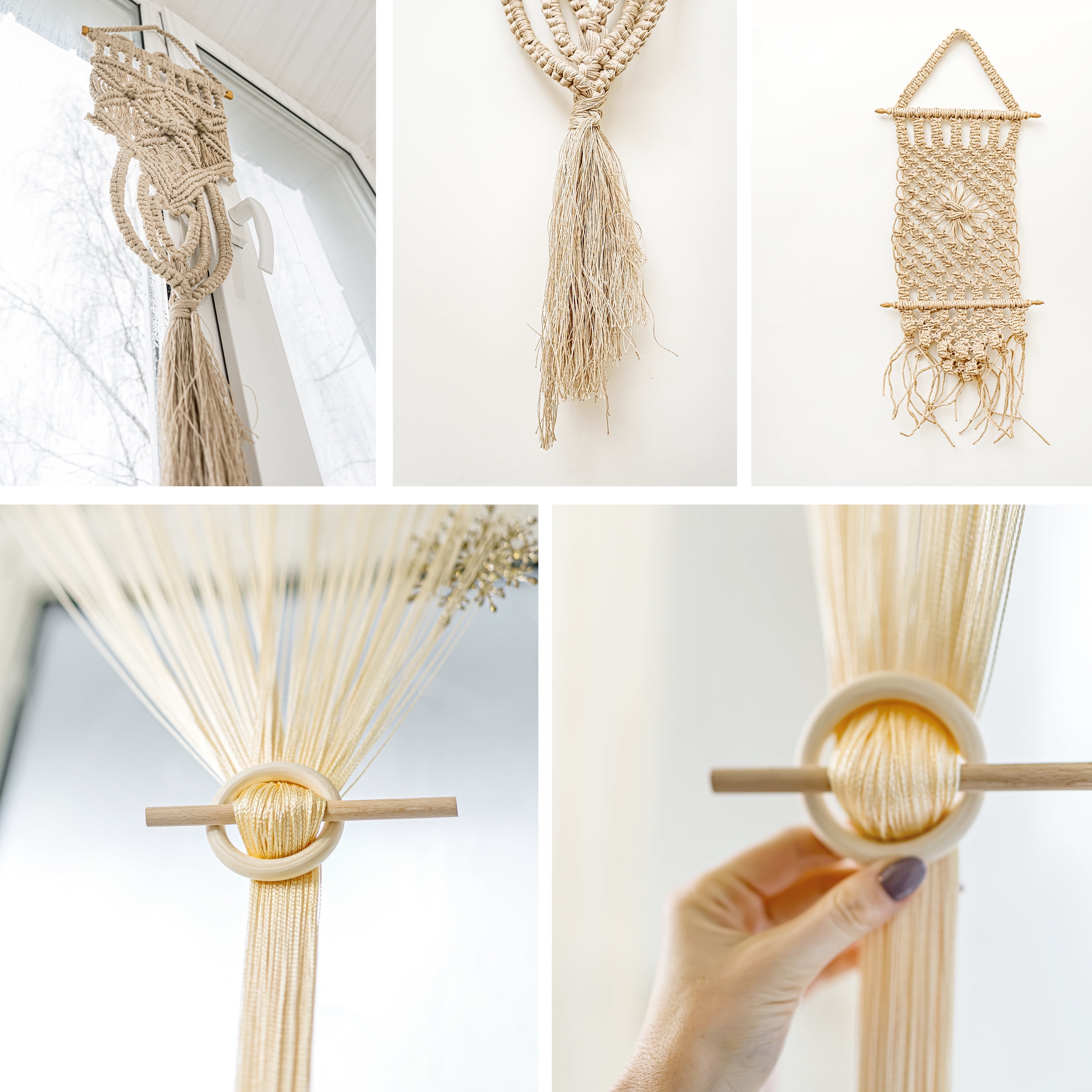 Macrame Kit - Beginner Macrame Supplies and Ebook with 225yd Macrame Cord 3mm. DIY Macrame Plant Hanger Kit for Adults
