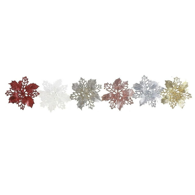 Pince Poinsettia Double Paillettes - Lot De 12