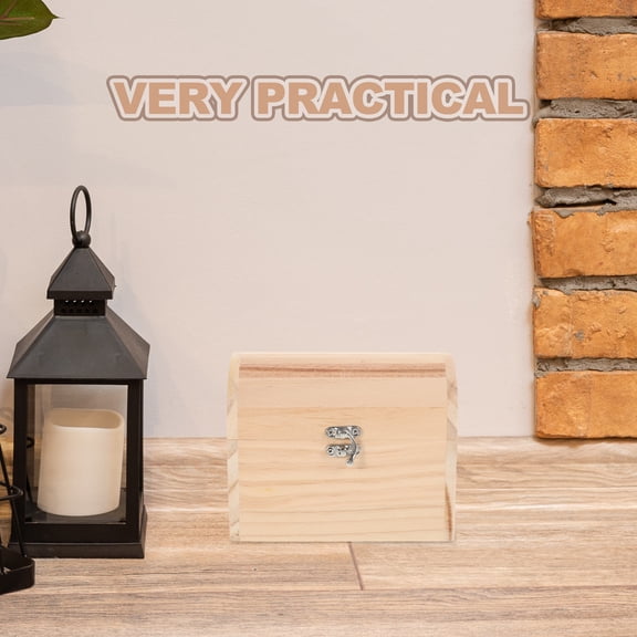 Dayesque Wooden Jewelry Box with Hinged Lid, Unfinished Decorative Keepsake Chest for Home Storage and Organization
