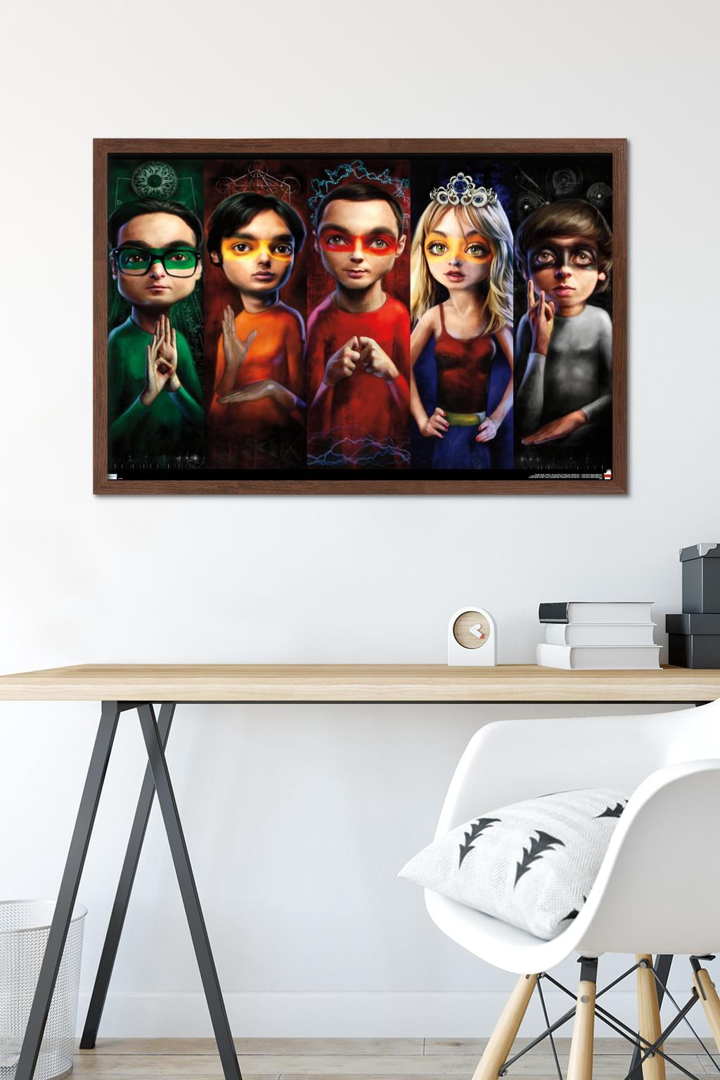 The Big Bang Theory - Faces Wall Poster, 22.375" x 34", Framed